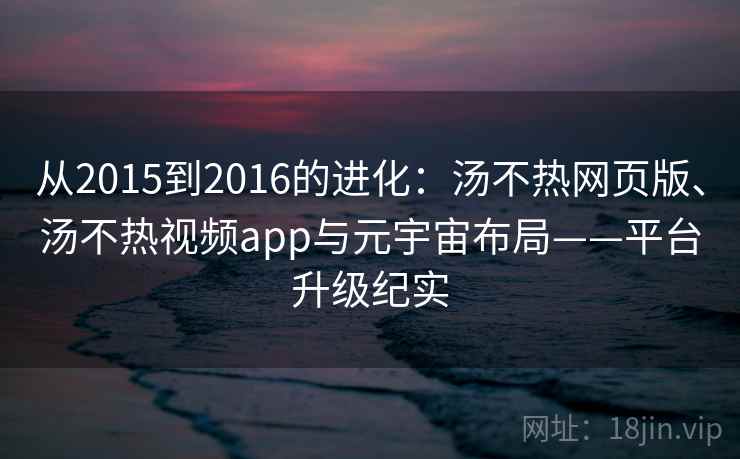 从2015到2016的进化：汤不热网页版、汤不热视频app与元宇宙布局——平台升级纪实