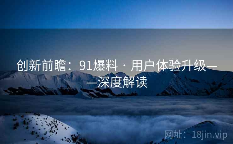 创新前瞻：91爆料 · 用户体验升级——深度解读